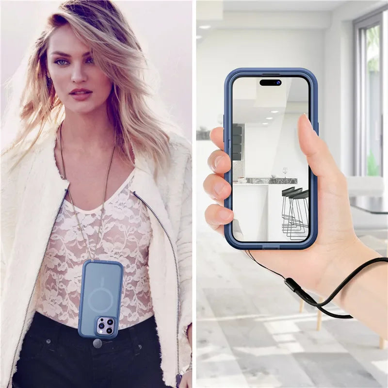 Magnetic Armor Otter Series Box Case for Iphone 16 Pro Max 12 13 14 15 plus Magsafe Case Hybrid Heavy Drop Shockproof Cover