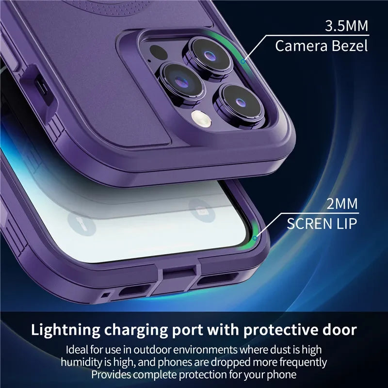 Magnetic Armor Otter Series Box Case for Iphone 16 Pro Max 12 13 14 15 plus Magsafe Case Hybrid Heavy Drop Shockproof Cover