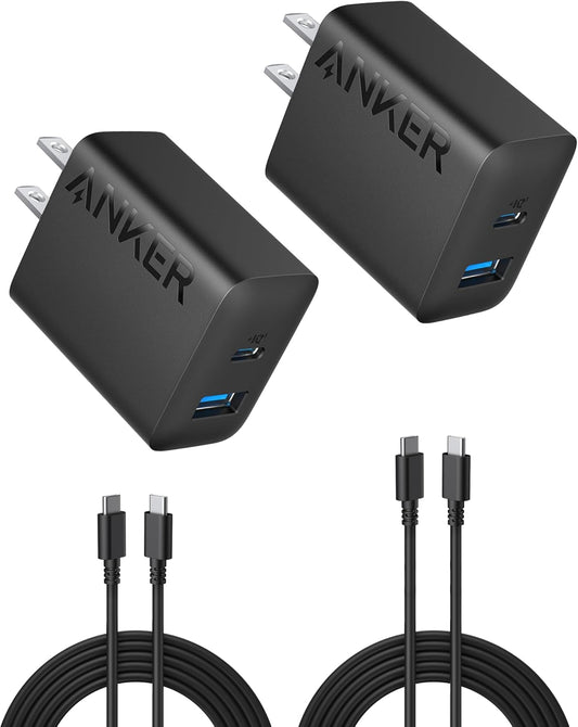 Iphone 15 Charger,  USB C Charger, 2-Pack 20W Dual Port USB Fast Wall Charger, USB C Charger Block for Iphone 15/15 Pro/15 Pro Max/Ipad Pro/Airpods and More (2-Pack 5 Ft USB-C Cable Included)