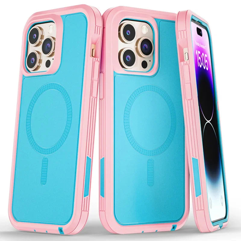 Magnetic Armor Otter Series Box Case for Iphone 16 Pro Max 12 13 14 15 plus Magsafe Case Hybrid Heavy Drop Shockproof Cover