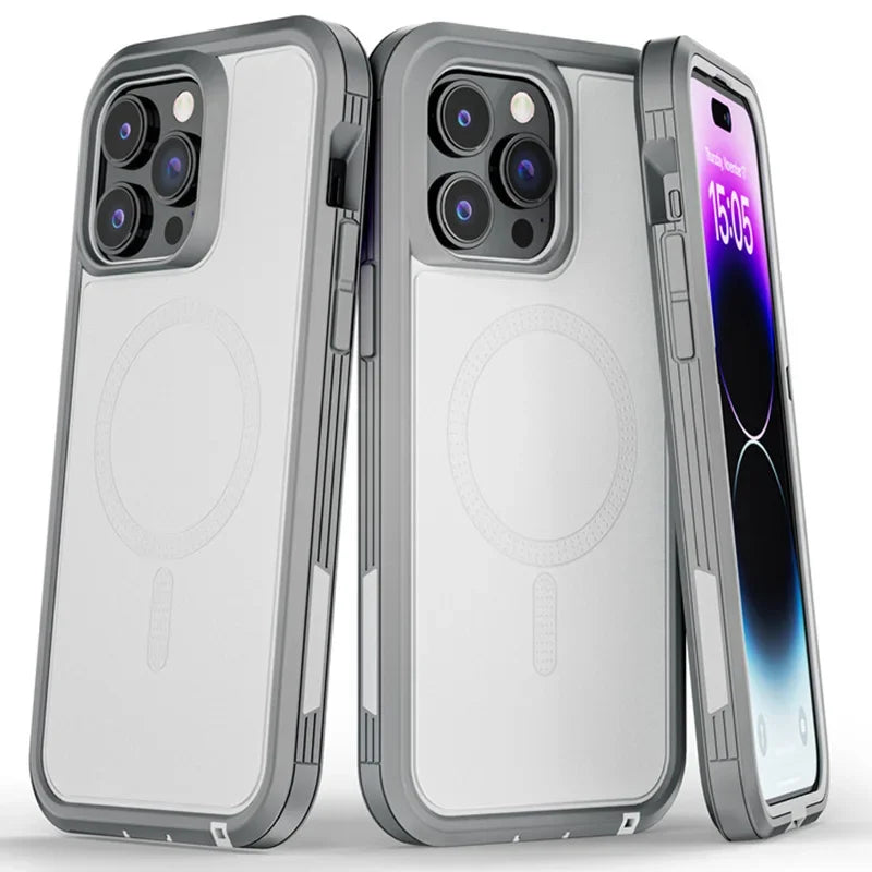 Magnetic Armor Otter Series Box Case for Iphone 16 Pro Max 12 13 14 15 plus Magsafe Case Hybrid Heavy Drop Shockproof Cover