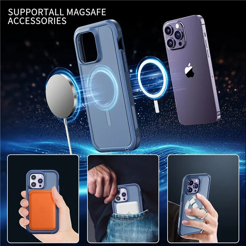 Magnetic Armor Otter Series Box Case for Iphone 16 Pro Max 12 13 14 15 plus Magsafe Case Hybrid Heavy Drop Shockproof Cover